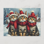Tabby Cats in Preppy Winterkleding en Pet Winter Feestdagenkaart (Voorkant)