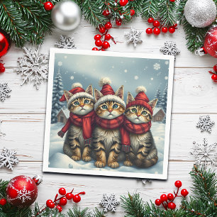 Tabby Cats in Preppy Winterkleding en Pet Winter Servet