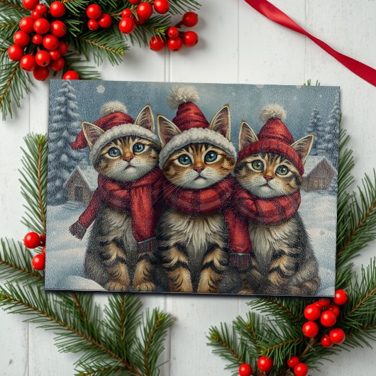 Tabby Cats in Preppy Winterkleding en Pet Winter Snijplank