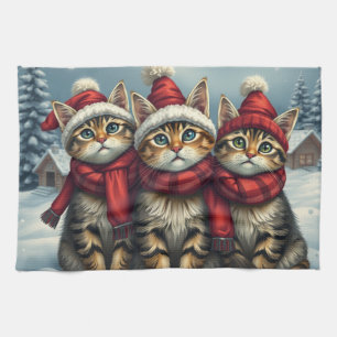 Tabby Cats in Preppy Winterkleding en Pet Winter Theedoek