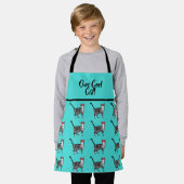 Tabby Cats 'One Cool Cat' Aqua Boys pet Apron Schort (Gedragen)