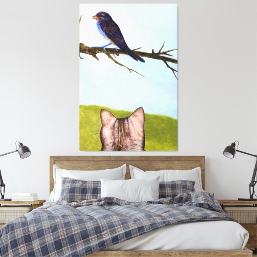 Tabby Cats Talk to Birds Canvas Afdruk (Insitu (Slaapkamer))