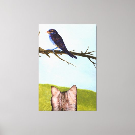 Tabby Cats Talk to Birds Canvas Afdruk (Voorkant)