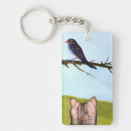 Tabby Cats Talk to Birds Sleutelhanger