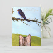 Tabby Cats Talk to Birds Thank You Card Bedankkaart (Staand voorkant)