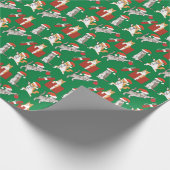 Tabby Cats Versieren Grappig Gekke Groen Kerstmis Cadeaupapier (Hoek)