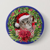 Tabby Christmas Wreath Button (Voorkant)