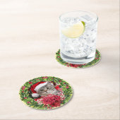 Tabby Christmas Wreath Coaster Ronde Kartonnen Onderzetter (Insitu)