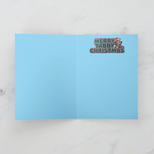 Tabby Christmas Wreath Kaart (Binnen)
