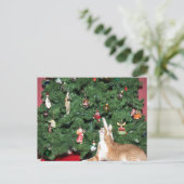 Tabby en kerstboom feestdagenkaart (Staand voorkant)