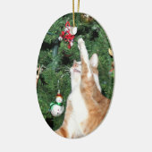 Tabby en kerstboom keramisch ornament (Links)