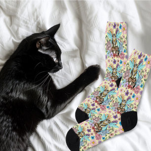 Tabby Fairy Cay Mushroom Floral Sokken