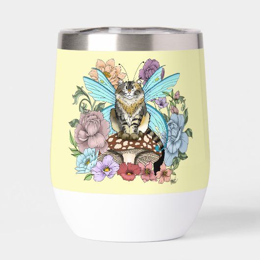 Tabby Fairy Kat Paddestoel Bloemen (Achterkant)