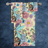 Tabby Fairy Kat Paddestoel Bloemen Bad Handdoek