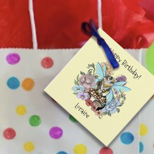 Tabby Fairy Kat Paddestoel Bloemen Bedankjes Labels