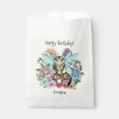 Tabby Fairy Kat Paddestoel Bloemen Bedankzakje (Voorkant)