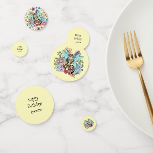 Tabby Fairy Kat Paddestoel Bloemen Confetti (Groep)