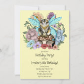 Tabby Fairy Kat Paddestoel Bloemen Kaart (Voorkant)