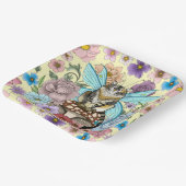 Tabby Fairy Kat Paddestoel Bloemen Papieren Bordje (Gebogen)