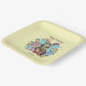 Tabby Fairy Kat Paddestoel Bloemen Papieren Bordje (Gebogen)