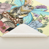 Tabby Fairy Kat Paddestoel Bloemen Sherpa Deken (3/4)