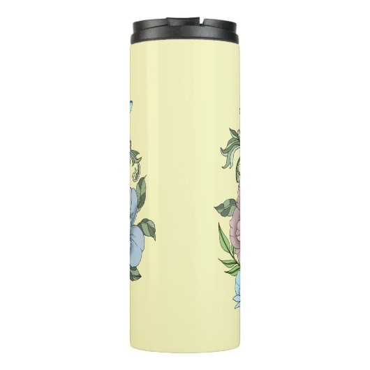 Tabby Fairy Kat Paddestoel Bloemen Thermosbeker (Achterkant)