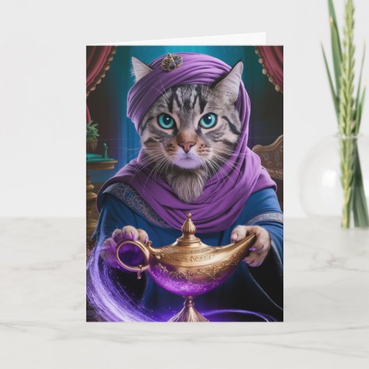 Tabby Genie Folded Greeting Card Kaart (Voorkant)