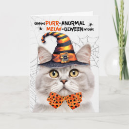 Tabby Halloween Cat PURRanormale MEOWolween Feestdagen Kaart