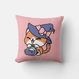 Tabby Heksenbrouwsel – Cute Halloween Kat Ontwerp Kussen