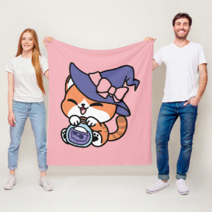 Tabby Heksenbrouwsel – Cute Halloween Kattendesign Fleece Deken