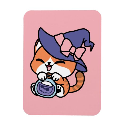 Tabby Heksenbrouwsel – Cute Halloween Kattendesign Magneet (Verticaal)