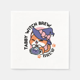 Tabby Heksenbrouwsel – Cute Halloween Kattendesign Servet