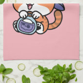 Tabby Heksenbrouwsel – Cute Halloween Kattendesign Theedoek (Gevouwen)