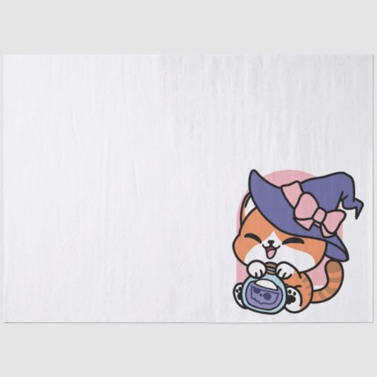 Tabby Heksenbrouwsel – Cute Halloween Kattendesign Tissuepapier (Voorkant)