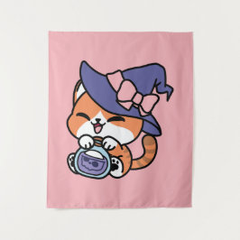 Tabby Heksenbrouwsel – Cute Halloween Kattendesign Wandkleed