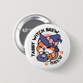 Tabby Heksenbrouwsel – Mooie Halloween Kattenontwe Ronde Button 5,7 Cm