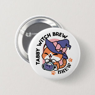 Tabby Heksenbrouwsel – Mooie Halloween Kattenontwe Ronde Button 5,7 Cm