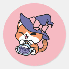Tabby Heksenbrouwsel – Mooie Halloween Kattenontwe Ronde Sticker