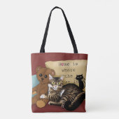 Tabby Home Bourgogne Kat Tote Bag (Achterkant)