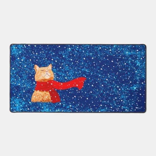 Tabby houdt van sneeuw bureaumat (Voorkant)