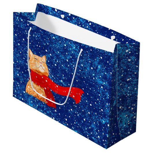 Tabby houdt van sneeuw groot cadeauzakje (Voorkant Gekanteld)