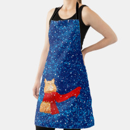 Tabby houdt van sneeuw schort