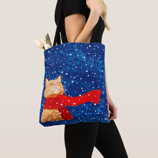 Tabby houdt van sneeuw tote bag (Dichtbij)