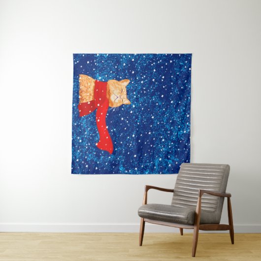 Tabby houdt van sneeuw wandkleed (In Situ (horizontaal))