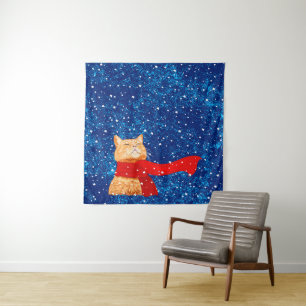 Tabby houdt van sneeuw wandkleed