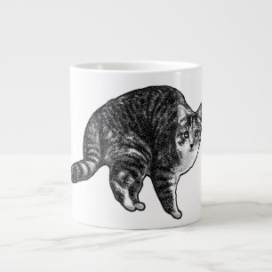 Tabby in sneeuwlicht gloed grote koffiekop