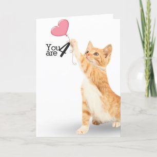 tabby kat 4de verjaardag kaart