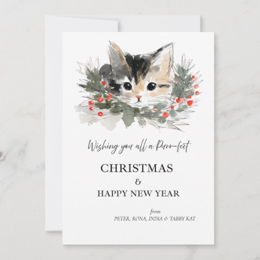 Tabby Kat Christmas Greetings Card Kaart (Voorkant)