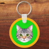 🐱 Tabby Kat Cirkel Frame Knuffel Dier Sleutelhang Sleutelhanger (Achterkant)