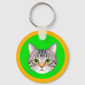 🐱 Tabby Kat Cirkel Frame Knuffel Dier Sleutelhang Sleutelhanger (Achterkant)